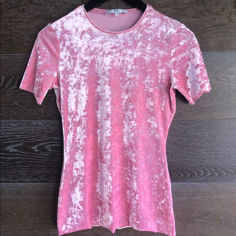 Tibi Crushed Velvet Stretch Tee